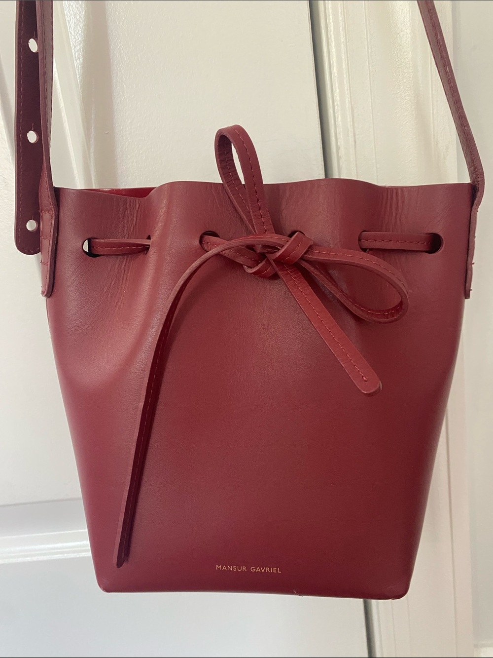 Mansur Gavriel Burgundy Bucket Cross body Bag